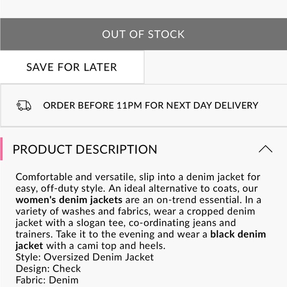 Boohoo Check Contrast Oversized Denim Jacket - Picture 11 of 11